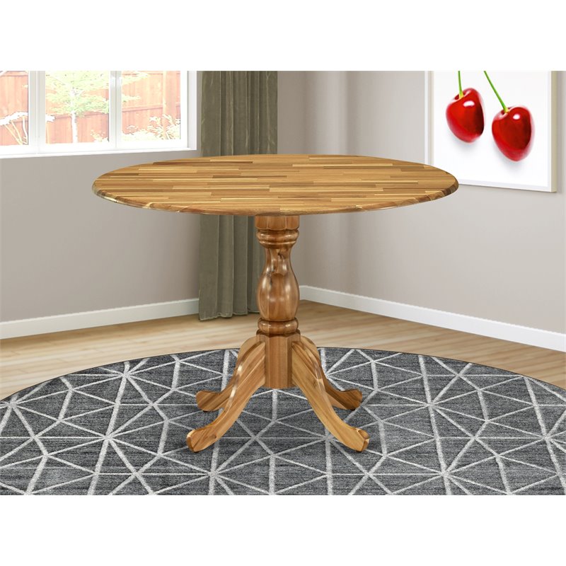 East West Furniture Dublin Wood Dining Table with Pedestal Legs in Natural
