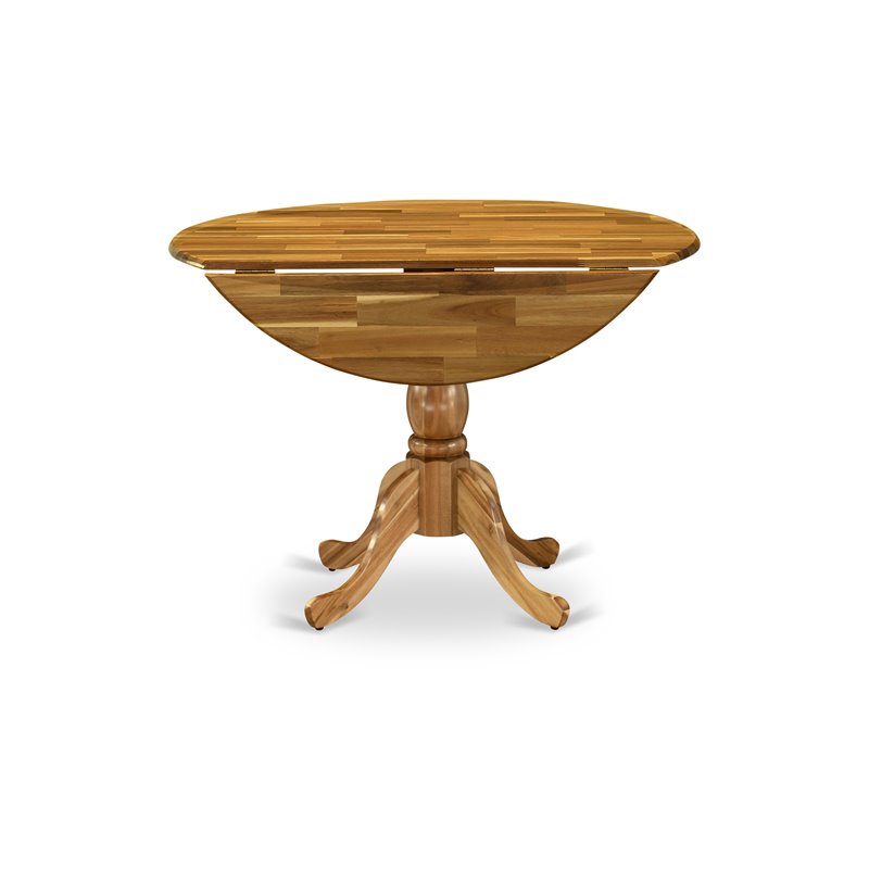 East West Furniture Dublin Wood Dining Table with Pedestal Legs in Natural