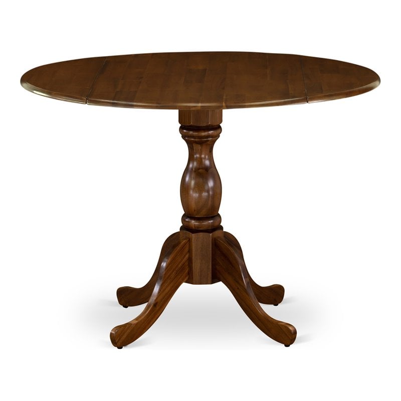 East West Furniture Dublin Wood Dining Table with Pedestal Legs in Walnut