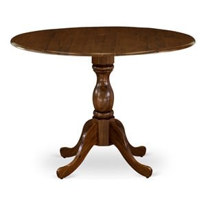East West Furniture Dublin Wood Dining Table with Pedestal Legs in Walnut