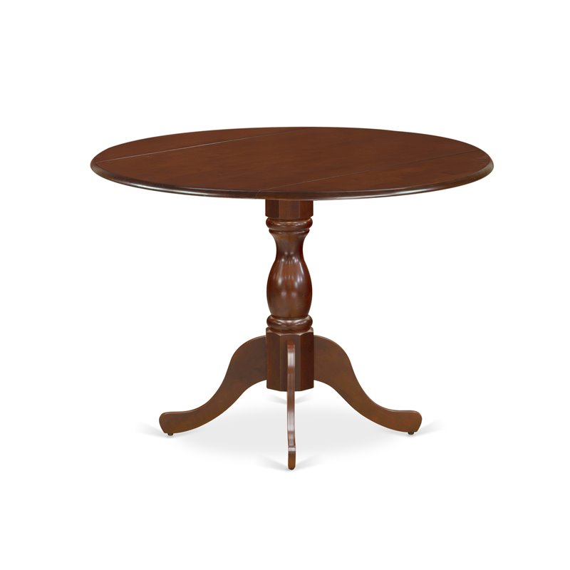 East West Furniture Dublin Wood Dining Table with Pedestal Legs in Mahogany