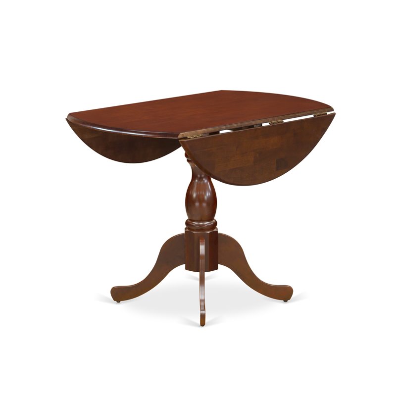 East West Furniture Dublin Wood Dining Table with Pedestal Legs in Mahogany