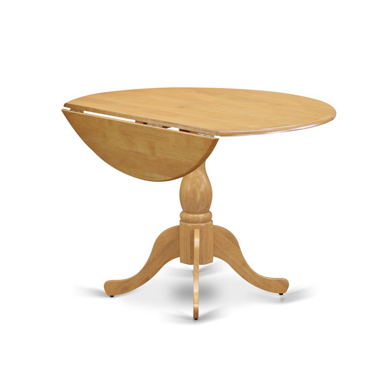 East West Furniture Dublin Wood Dining Table with Pedestal Legs in Oak