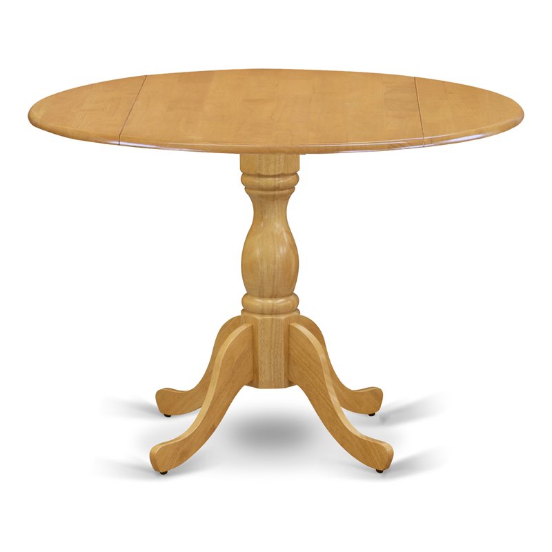 East West Furniture Dublin Wood Dining Table with Pedestal Legs in Oak