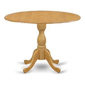 East West Furniture Dublin Wood Dining Table with Pedestal Legs in Oak
