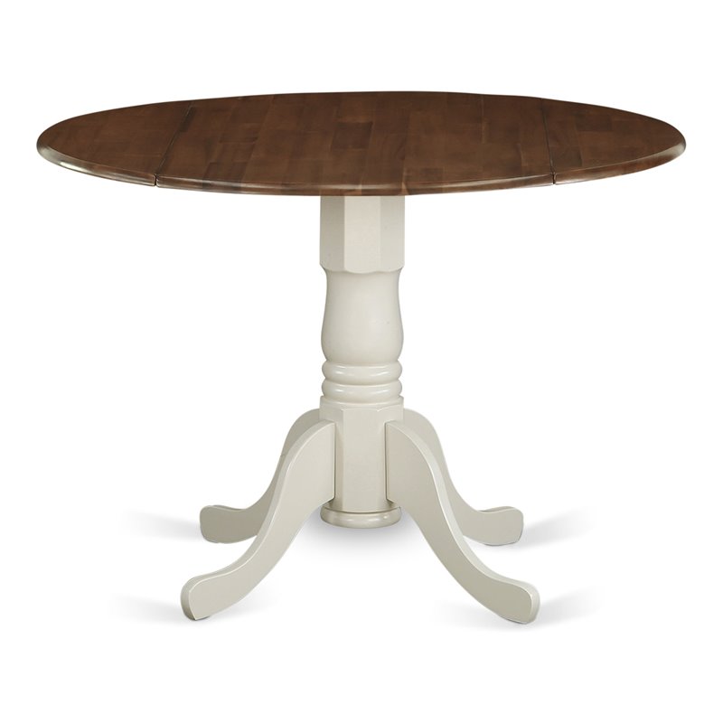 East West Furniture Dublin Traditional Wood Dining Table in Walnut/White