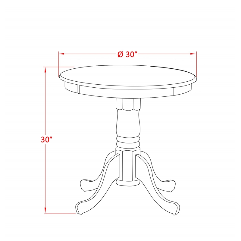 East West Furniture Eden Round Rubber Wood Dining Table in Black/Cherry