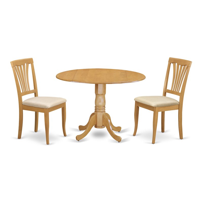 East West Furniture Dublin Wood Dining Set with Fabric Seat in Oak