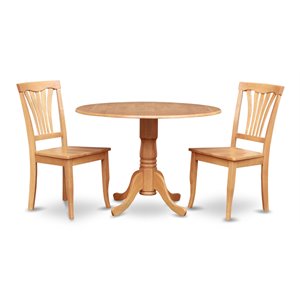 East West Furniture Dublin 3-piece Traditional Wood Dining Set in Oak