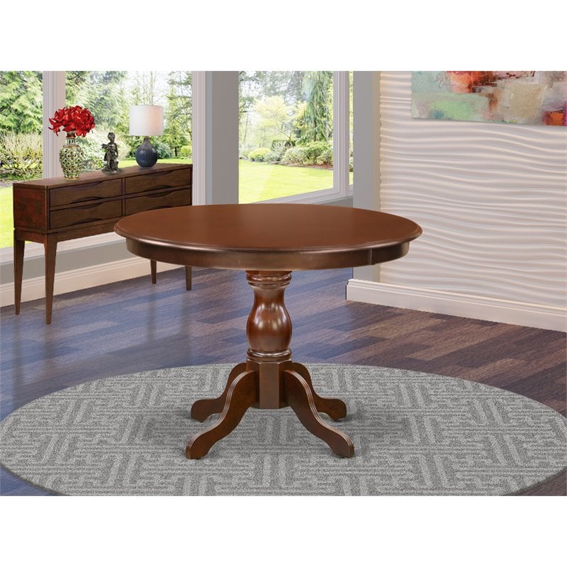 East West Furniture Eden Wood Dining Table with Pedestal Legs in Mahogany