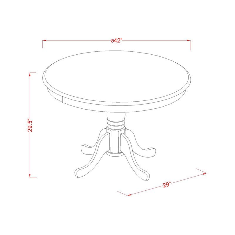 East West Furniture Hartland Round Wood Dining Table in Cappuccino/Black