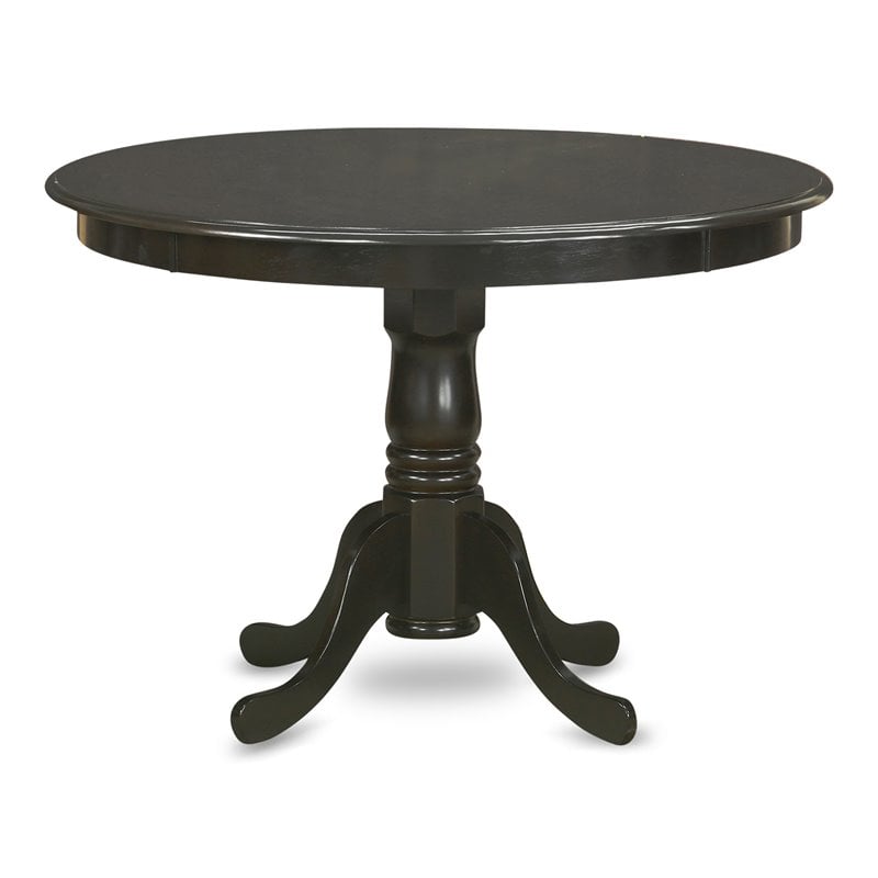 East West Furniture Hartland Round Wood Dining Table in Cappuccino/Black