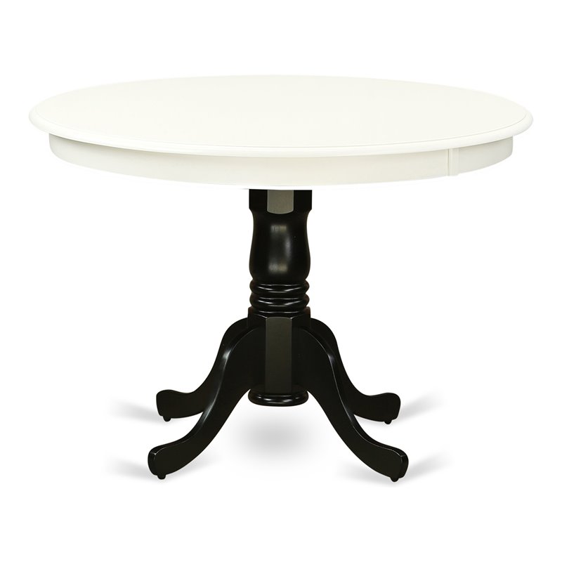 East West Furniture Hartland Round Wood Dining Table in Black/White