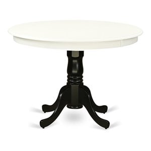 East West Furniture Hartland Round Wood Dining Table in Black/White