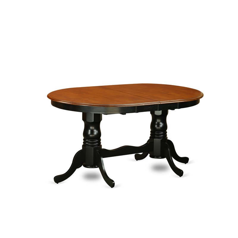 East West Furniture Plainville Wood Butterfly Leaf Dining Table in Black/Cherry