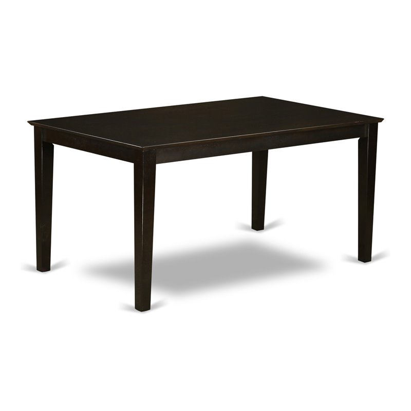 East West Furniture Capri Rectangular Solid Wood Dining Table in Cappuccino