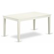 East West Furniture Capri Rectangular Solid Wood Dining Table in Linen White