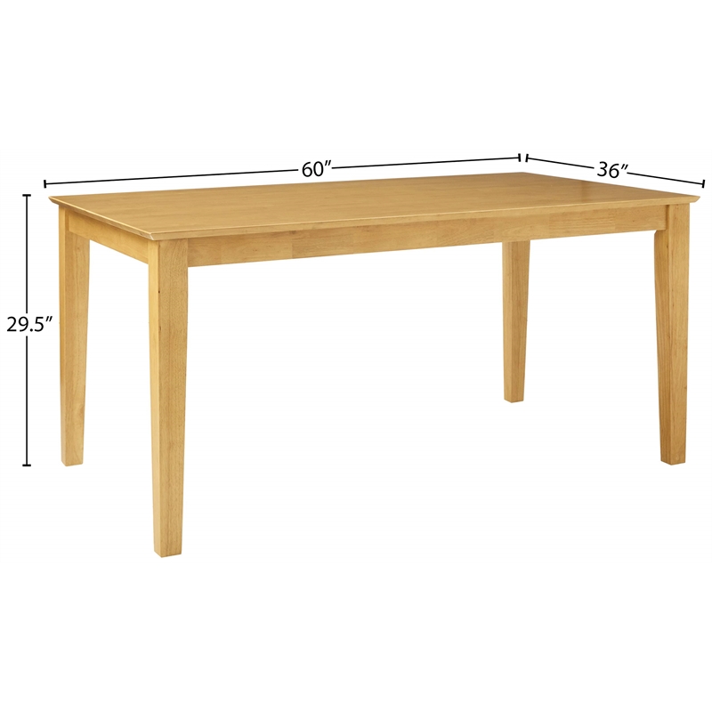East West Furniture Capri Rectangular Solid Wood Dining Table in Oak Finish