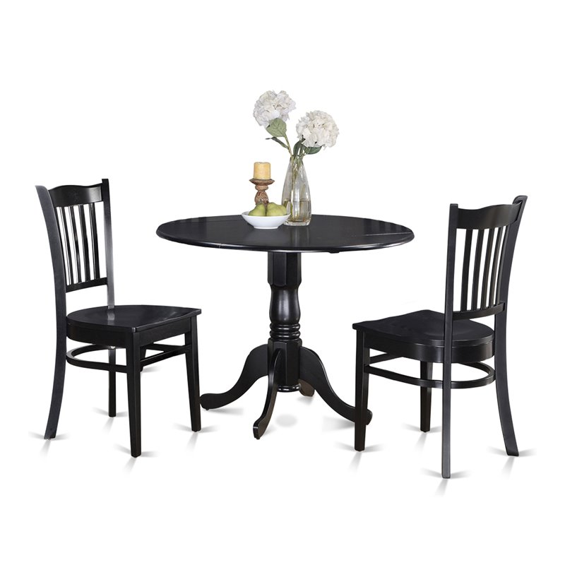 East West Furniture Dublin Traditional Wood Dining Set with Round Table in Black