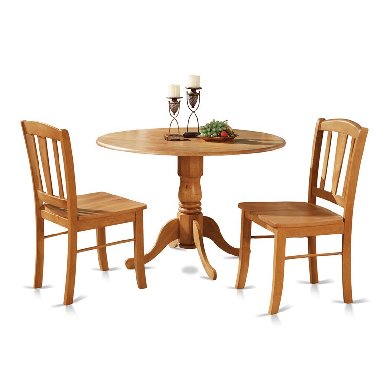 East West Furniture Dublin Traditional Wood Dining Set with Round Table in Oak