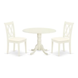 East West Furniture Dublin Wood Dining Set with Linen Fabric Seat in White