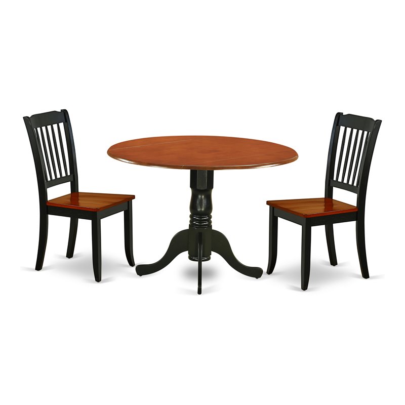 East West Furniture Dublin 3-piece Traditional Wood Dining Set in Black/Cherry