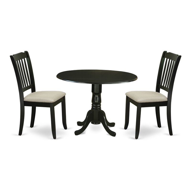 East West Furniture Dublin Wood Dining Set with Fabric Seat in Black