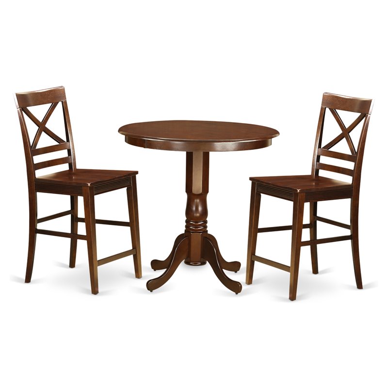 East West Furniture Jackson 3-piece Wood Dining Table and Chair Set in Mahogany
