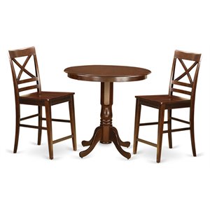 East West Furniture Jackson 3-piece Wood Dining Table and Chair Set in Mahogany