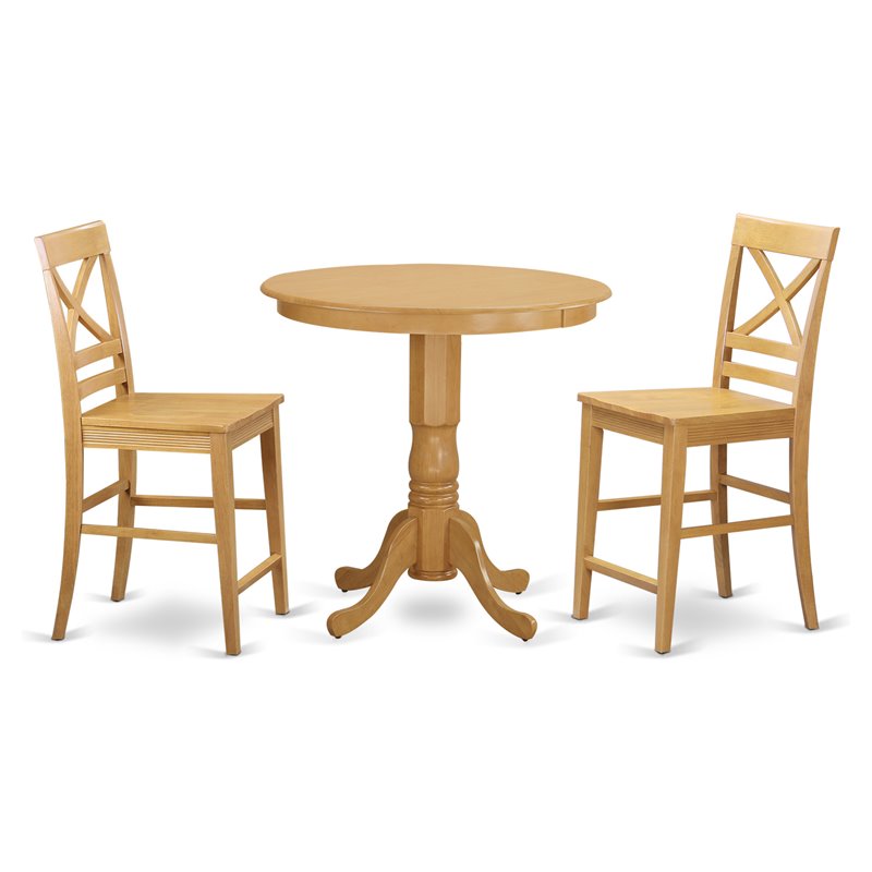 East West Furniture Jackson 3-piece Dining Set with Counter Height Stools in Oak
