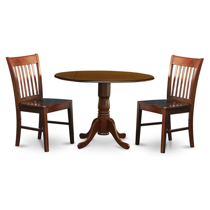 East West Furniture Dublin 3-piece Wood Dining Table Set in Mahogany