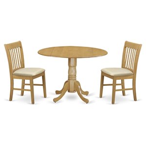 East West Furniture Dublin 3-piece Traditional Wood Dining Table Set in Oak