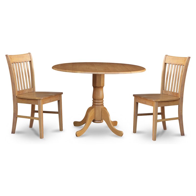 East West Furniture Dublin 3-piece Traditional Wood Dining Room Set in Oak