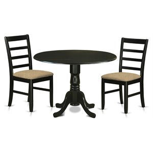 East West Furniture Dublin 3-piece Wood Dining Table and Chair Set in Black