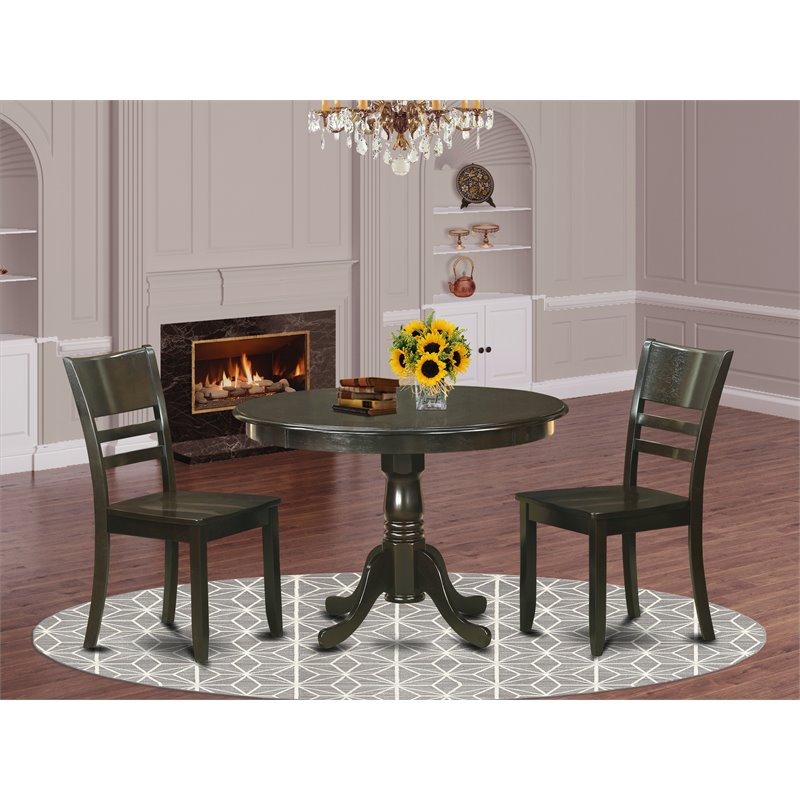 East West Furniture Hartland 3-piece Kitchen Table and Chair Set in Cappuccino
