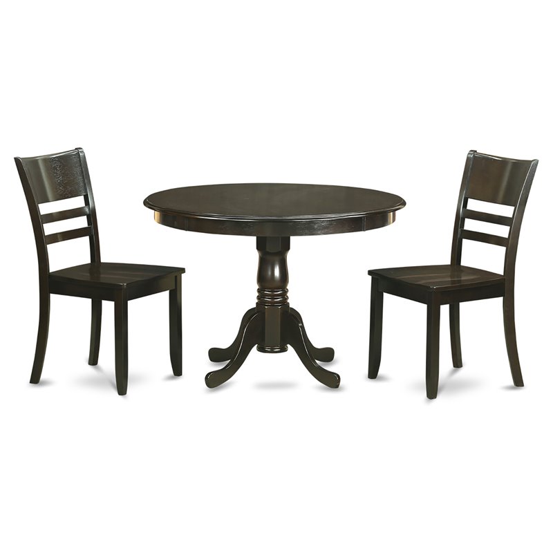 East West Furniture Hartland 3-piece Kitchen Table and Chair Set in Cappuccino