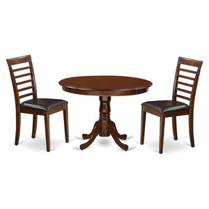 East West Furniture Hartland 3-piece Dining Table and Chair Set in Mahogany