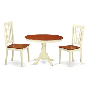 East West Furniture Hartland 3-piece Dining Set with Wood Chairs in Cherry