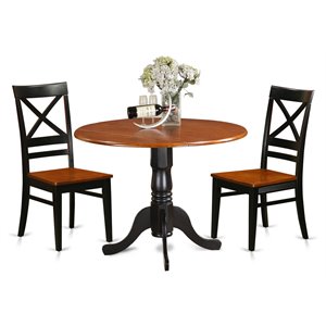 East West Furniture Dublin 3-piece Dining Table and Chair Set in Black/Cherry