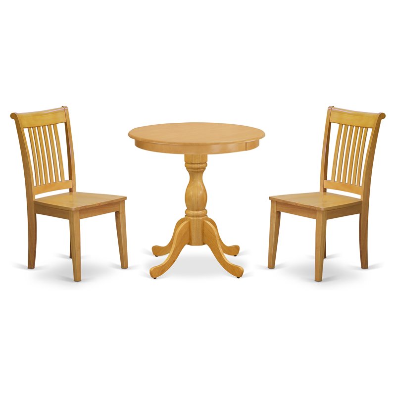 East West Furniture Eden 3-piece Traditional Wood Kitchen Table Set in Oak
