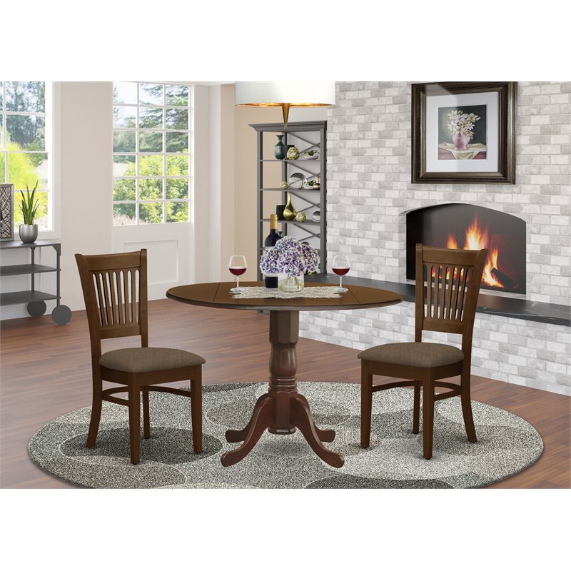 East West Furniture Dublin 3-piece Traditional Wood Dining Set in Espresso