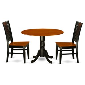 East West Furniture Dublin 3-piece Dining Table and Chairs in Black and Cherry