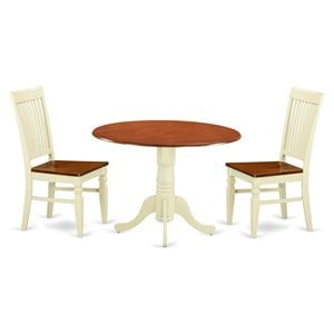 East West Furniture Dublin 3-piece Table and Dining Chairs in Buttermilk/Cherry