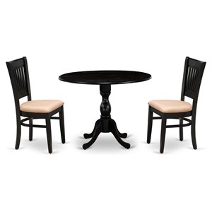 East West Furniture Dublin 3-piece Wood Dining Set with Slatted Back in Black