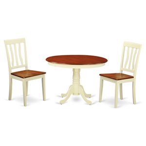 East West Furniture Hartland 3-piece Wood Dining Set in Buttermilk and Cherry