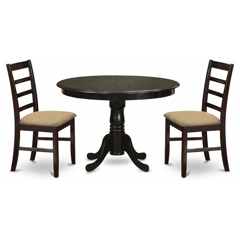 East West Furniture Hartland 3-piece Dining Set with Slatted Back in Cappuccino