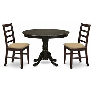 East West Furniture Hartland 3-piece Dining Set with Slatted Back in Cappuccino
