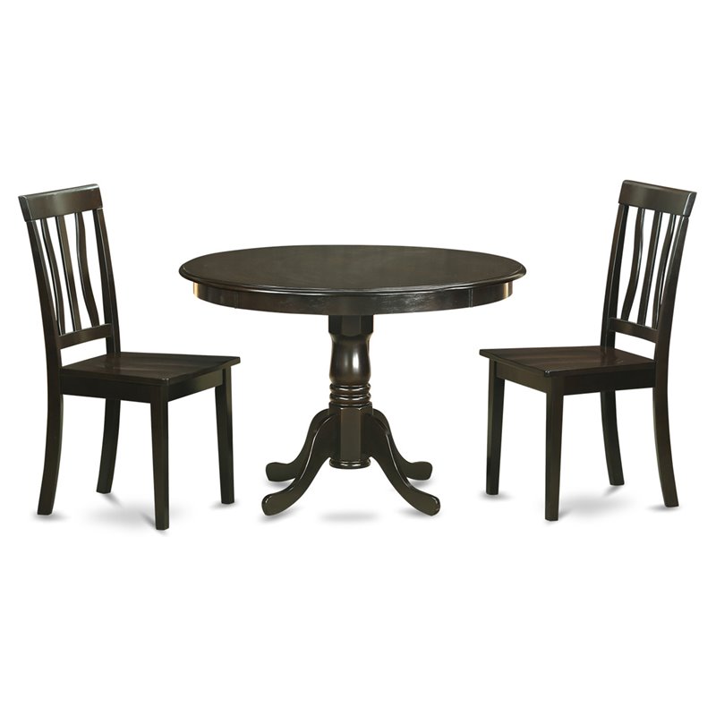 East West Furniture Hartland 3-piece Traditional Wood Dining Set in Cappuccino