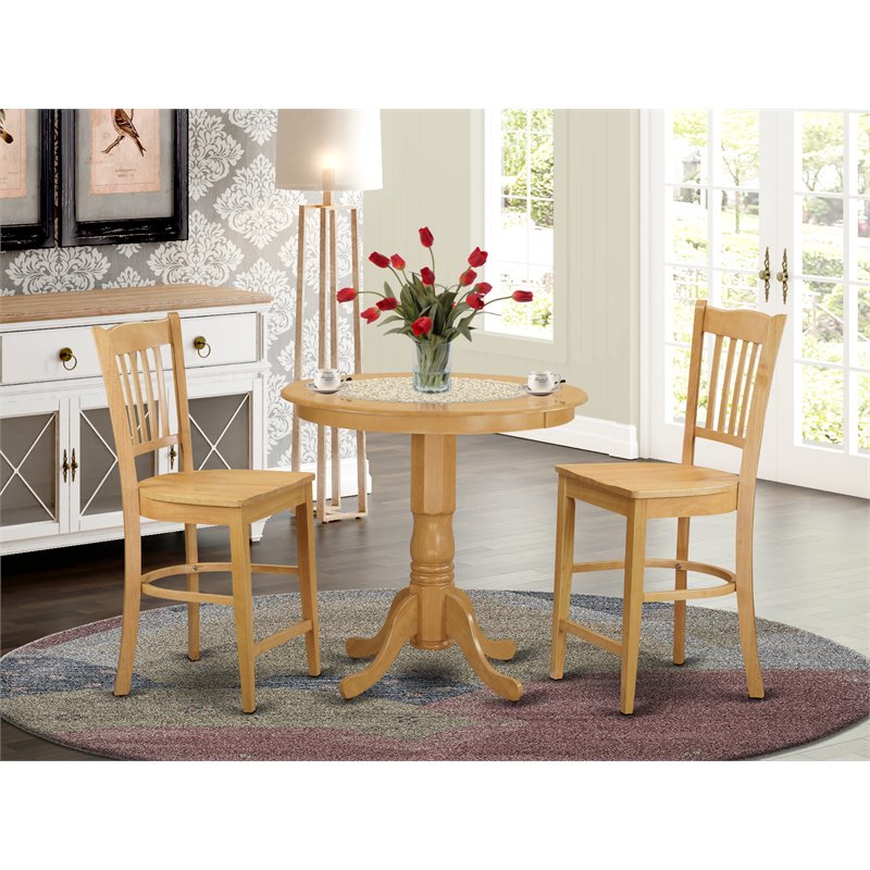 East West Furniture Jackson 3-piece Traditional Wood Dining Room Set in Oak
