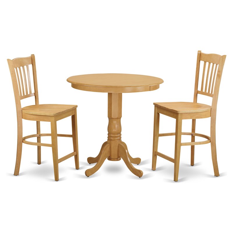 East West Furniture Jackson 3-piece Traditional Wood Dining Room Set in Oak